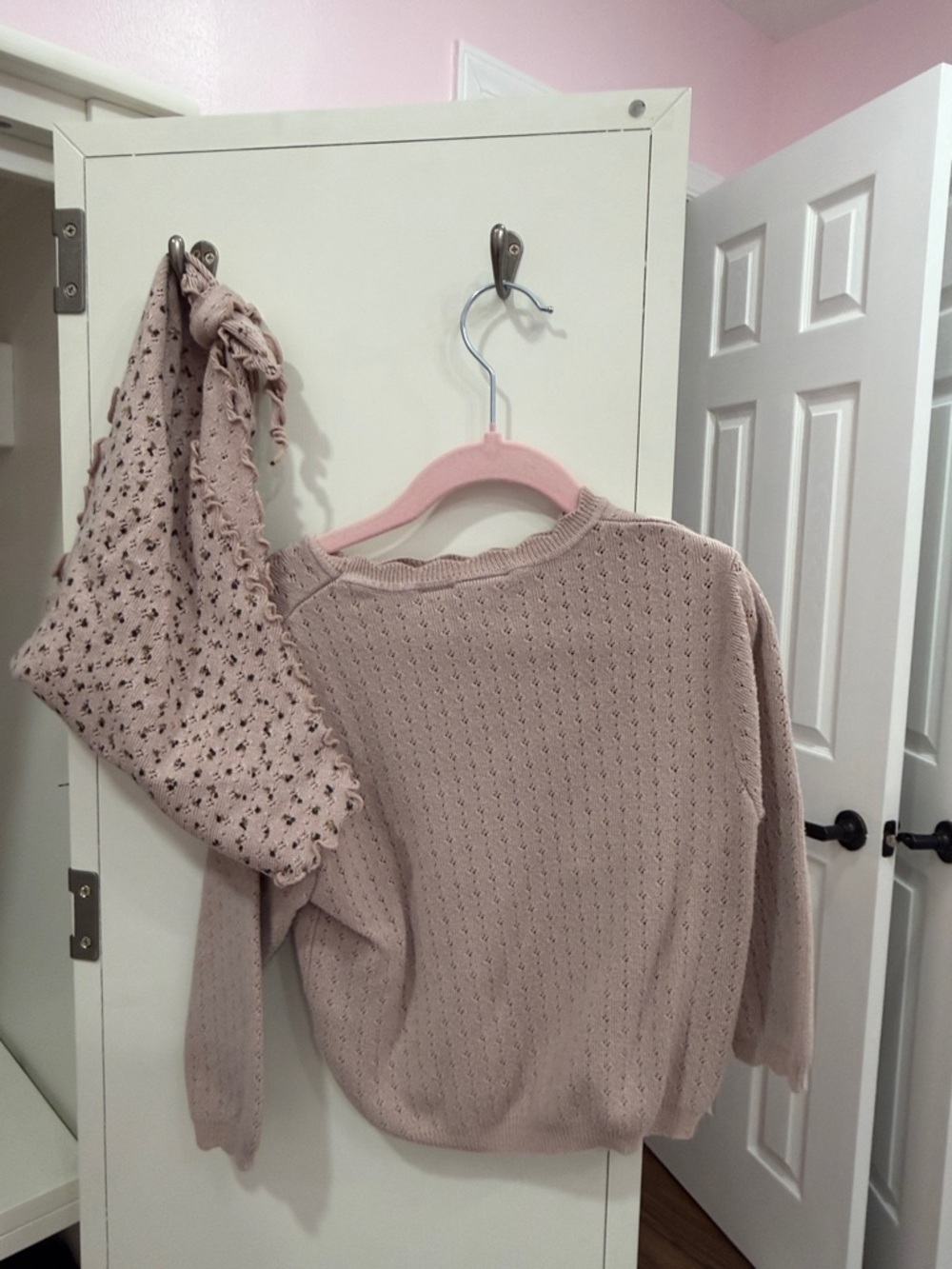 Kids Lightweight Pointelle Knit Sweater - Dusty Pink